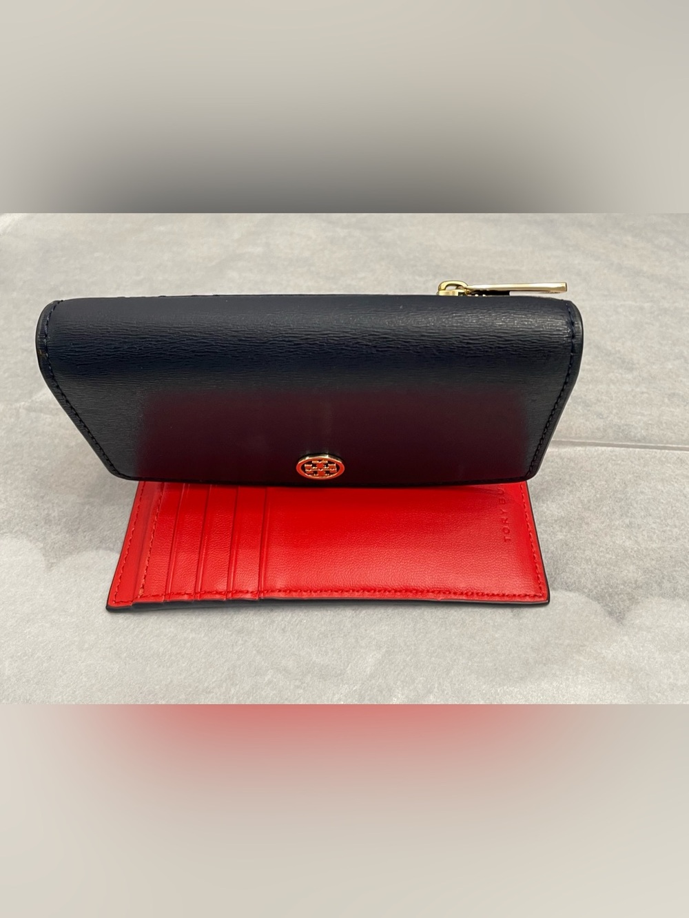 Tory Burch Dark Navy Blue and Red Women's Wallet - Picture 4 of 15
